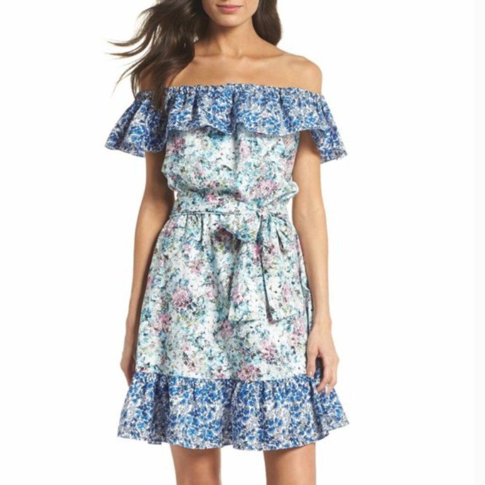 Clover and Sloane Off The Shoulder Mixed Floral Dress
